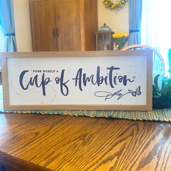 Pour myself a cup of ambition wall hanging sign Dolly Parton - Picture 1 of 5